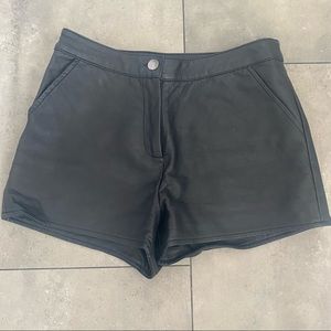 Forever 21 black faux leather high waist mini shorts Small